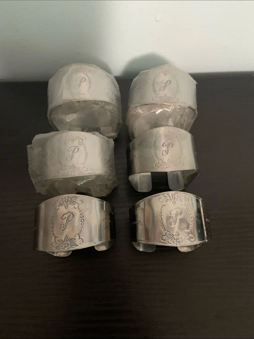 Monogram Napkin Rings Set with Letter “P”
